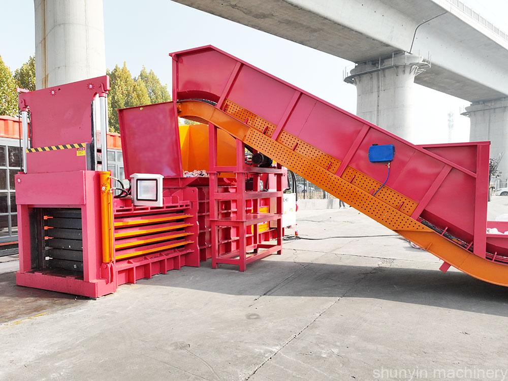 Horizontal waste baling machine for efficient waste management operations