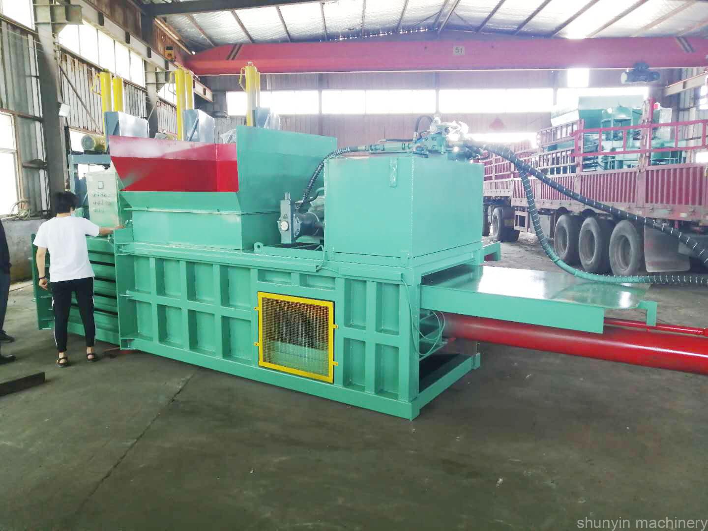 Horizontal waste recycling baler for compacting and processing recyclables