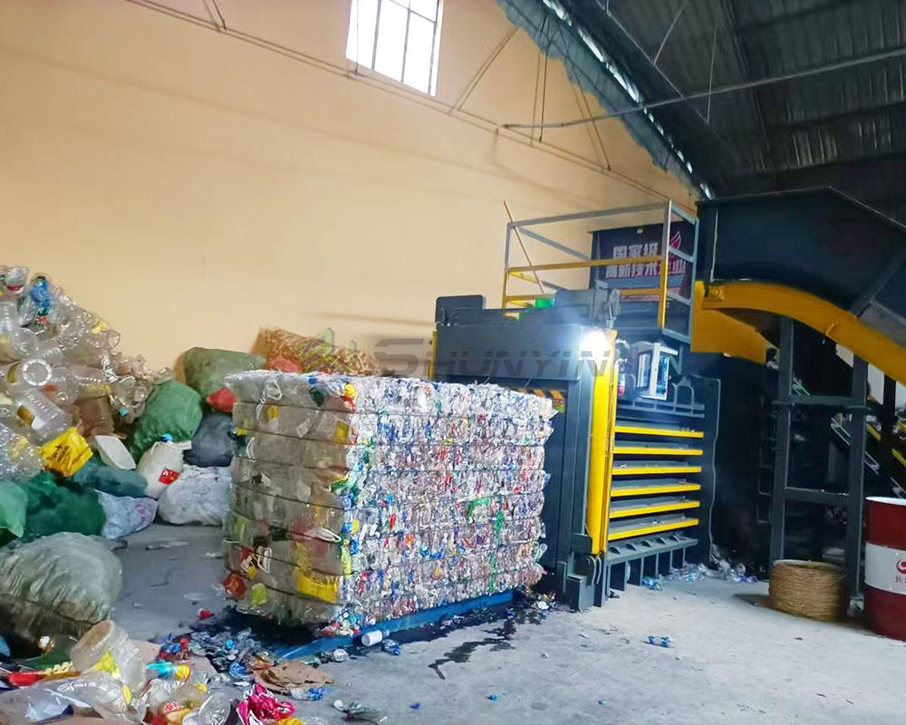 Ideal horizontal baler for plastic waste compacting and recycling.