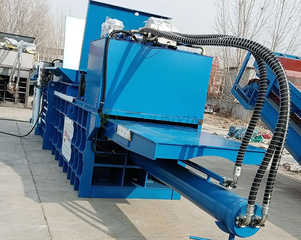 Ideal horizontal baling machine for scrap metal recycling and compacting.