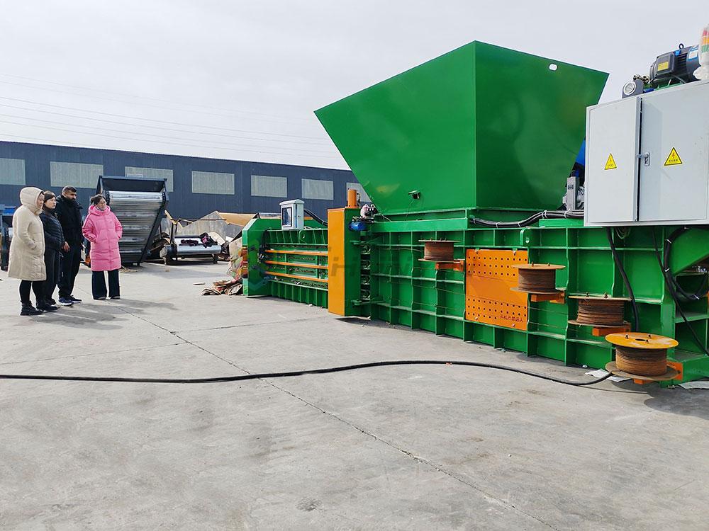 Vertical baler operating demo