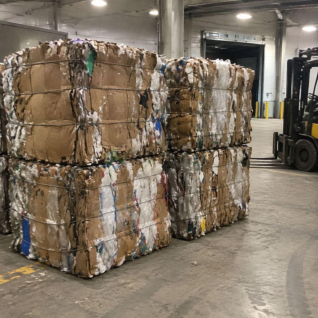 Compressed bales ready for transport