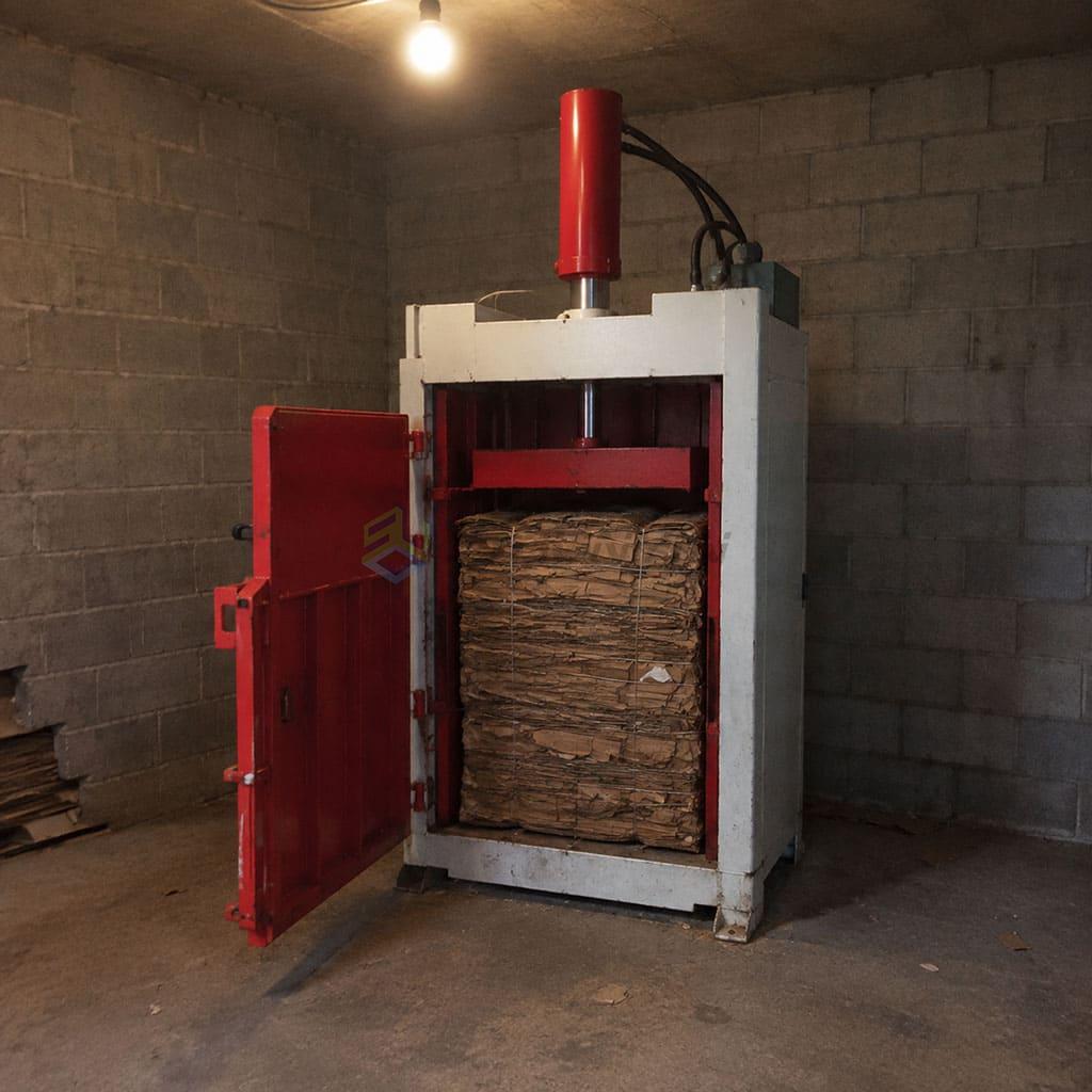 Vertical baler designed for cardboard