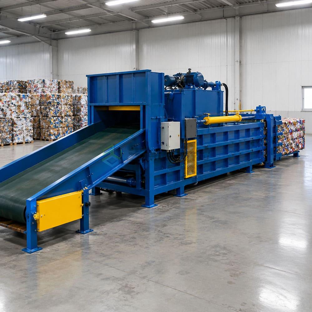 horizontal automatic baler used in recycling