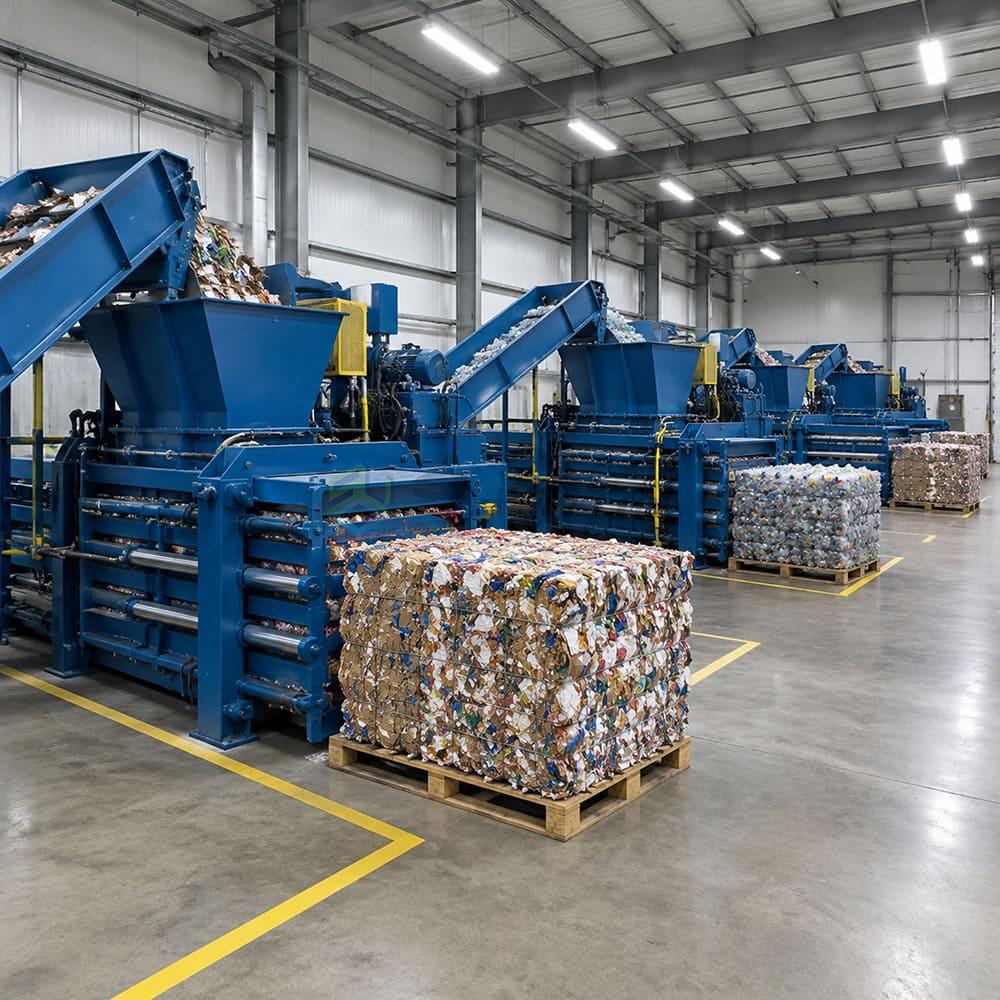 recycling plant using horizontal balers