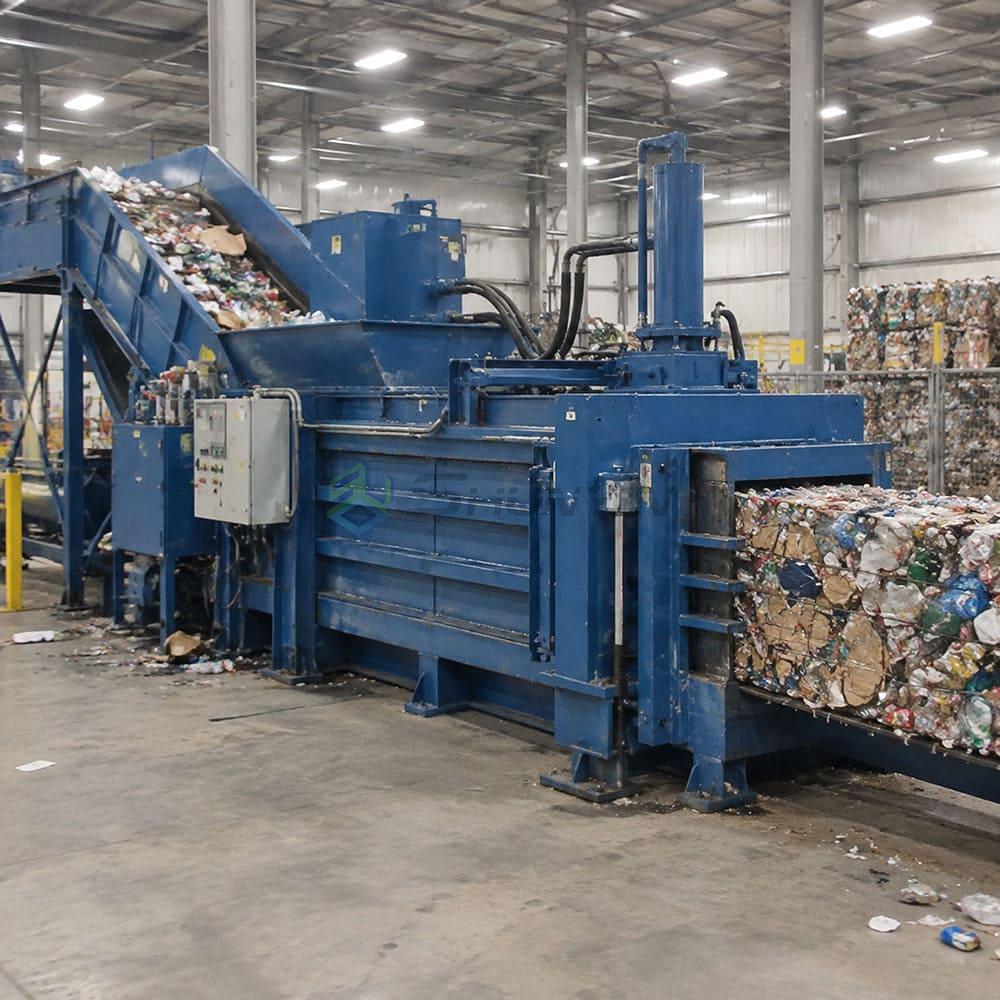 Horizontal balers compress recyclable materials horizontally horizontal baler processing recyclable material