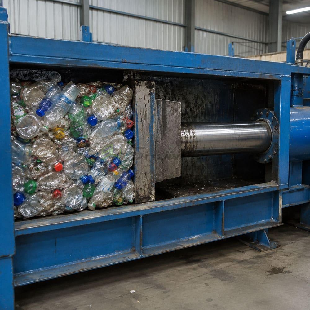 High-density bale compression in horizontal balers horizontal baler compressing PET bottles
